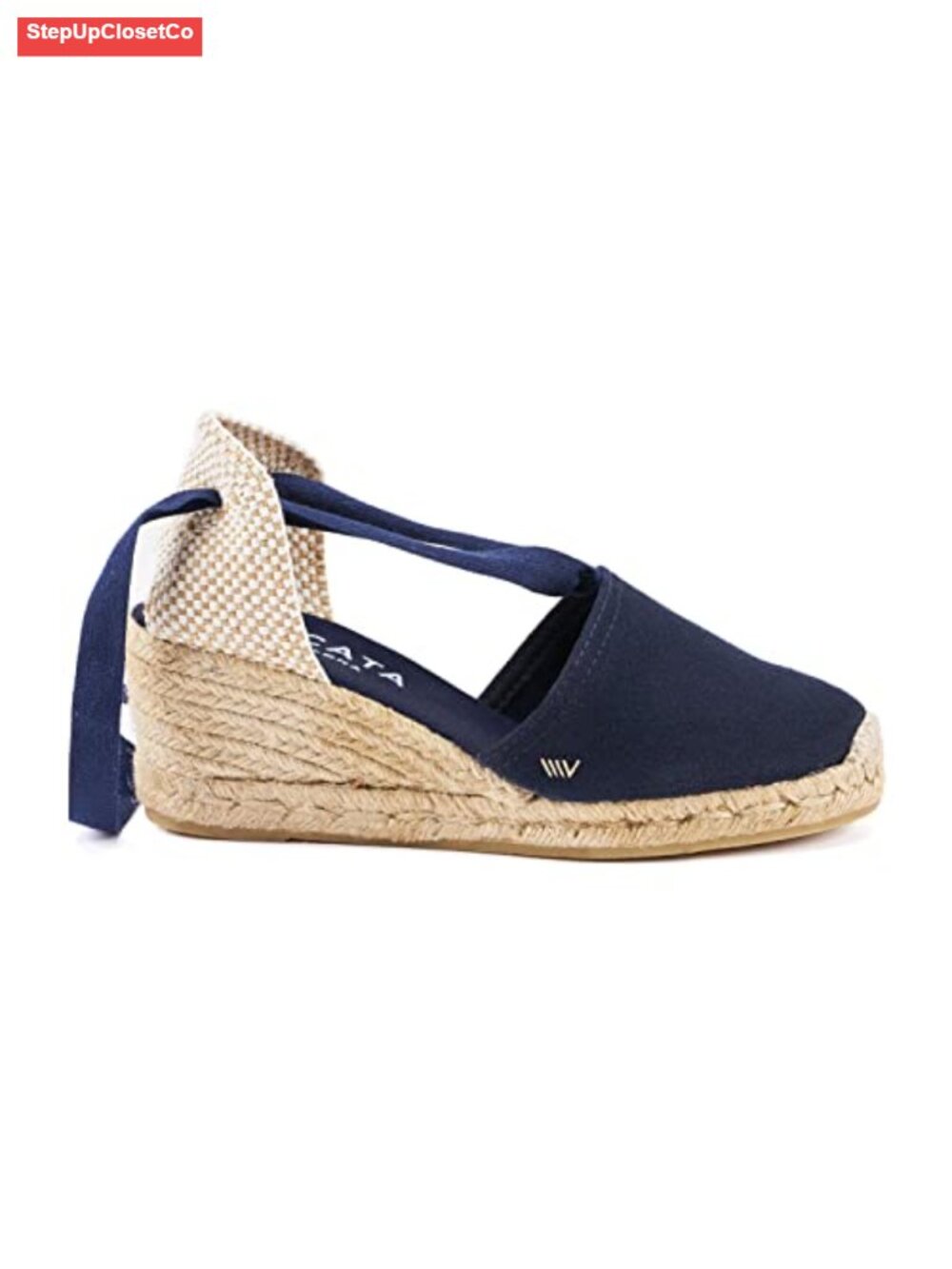 Handmade in Spain Espadrille Canvas Wedges with Ankle Laces 2.5" Heel